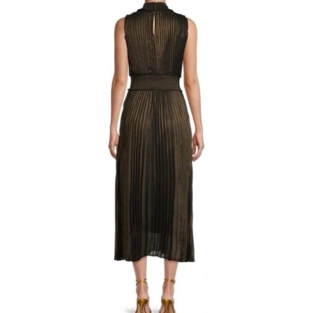 Nanette Lepore Black Gold Sleeveless Pleated Dress Size 2 - Picture 10 of 13